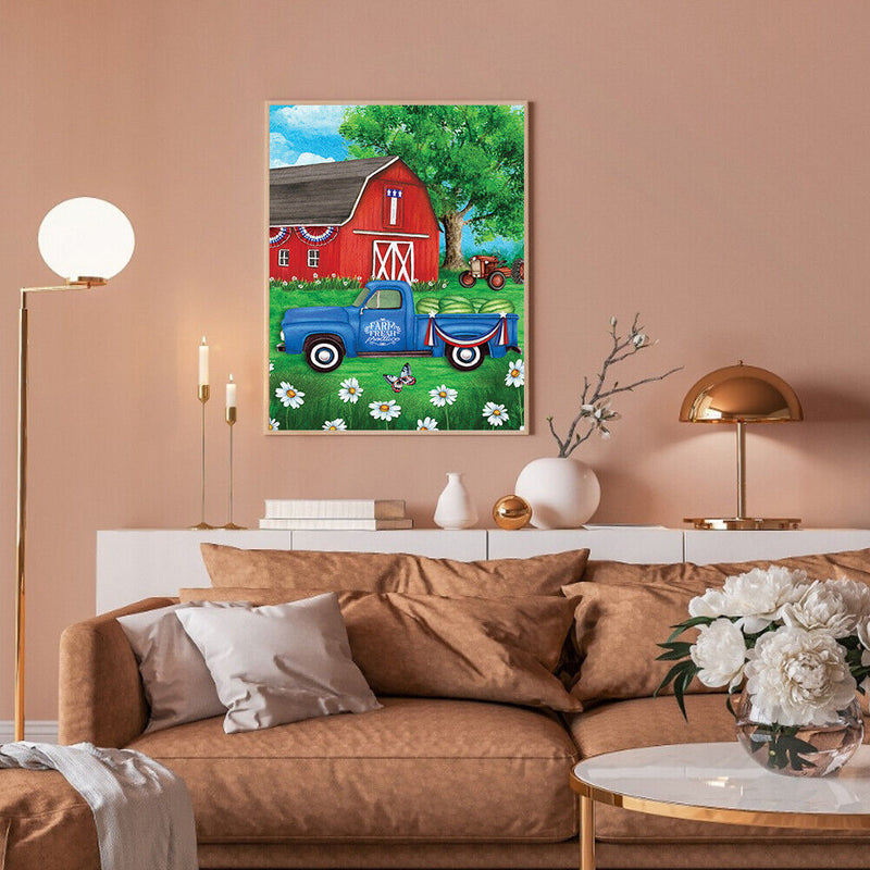 Farm Car Oil Paint By Numbers DIY Handpainted on Canvas Wall Art Gift Unframed