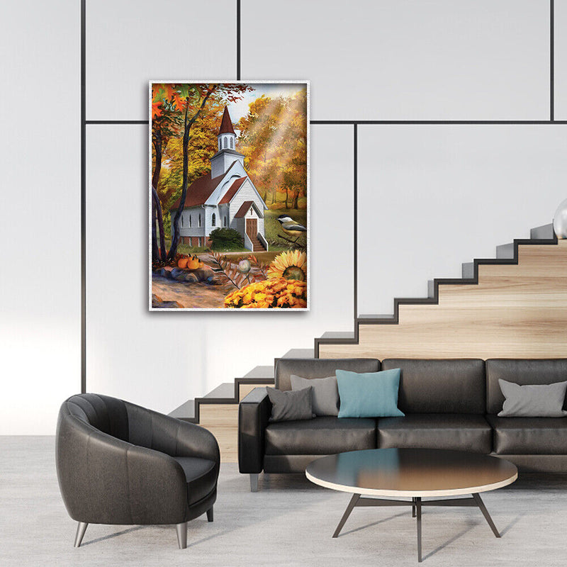 12x16 inch Full Round Drill Diamond Painting House in Forest Mosaic Picture Kit