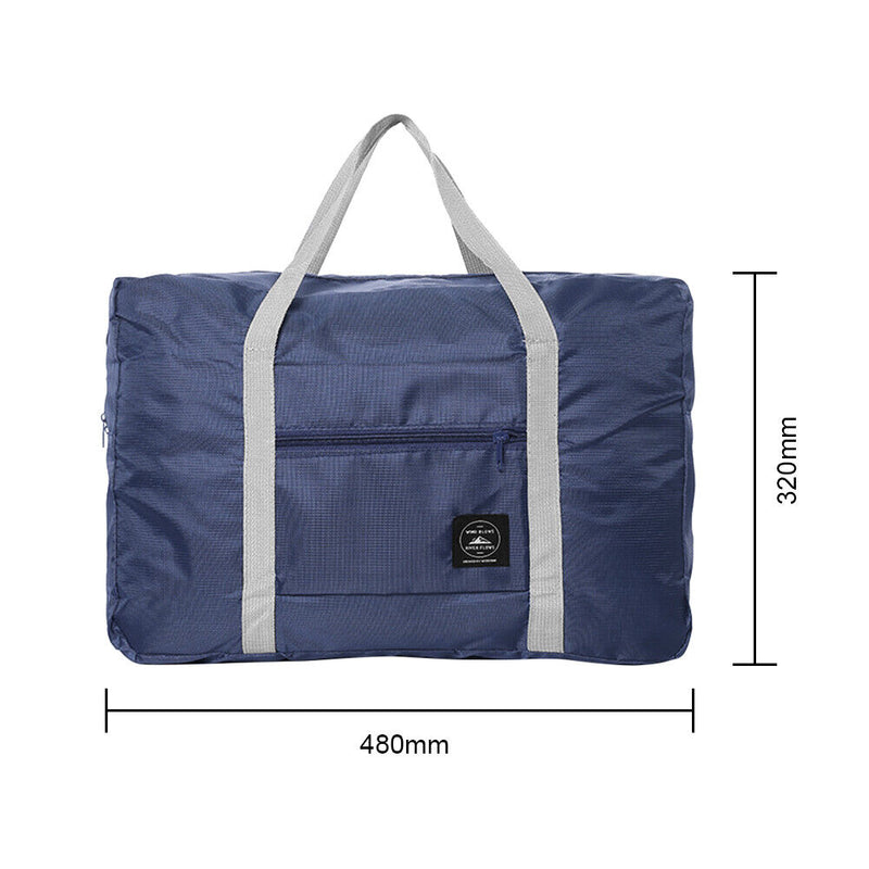 Solid Color Waterproof Foldable Travel Bag Portable Luggage Bag (Navy Blue)