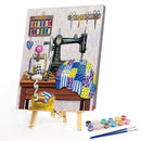 Digital Paint Sewing Machine Painted By Numbers On Canvas Wall