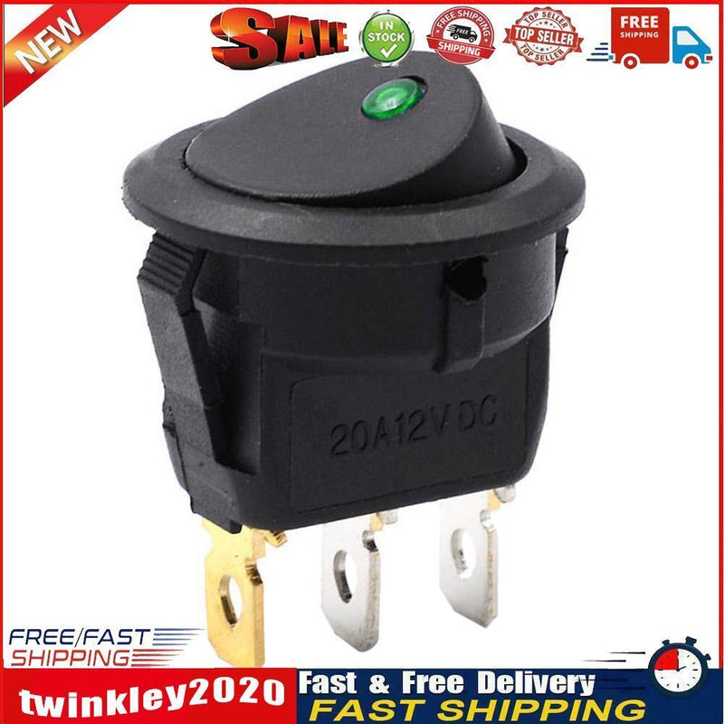 3 Models LED DIY Round Light Rocker Switch Power Button Switches (Green) Newly