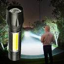 XPE+COB LED Rechargeable Flashlight 3 Gears Adjustable Lamp for Camping Outdoor