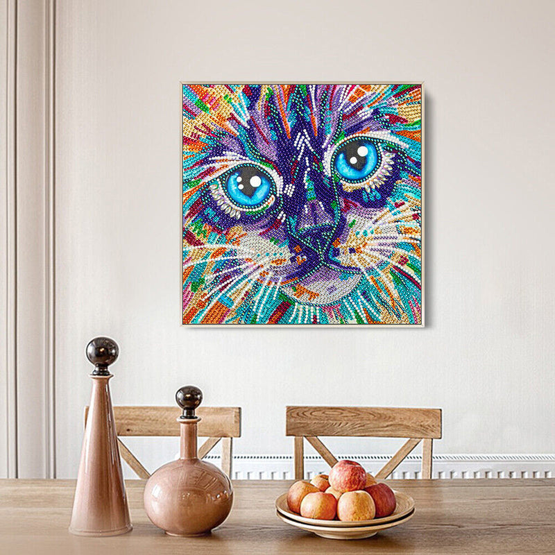 DIY Color Cat Animal Part Drill Special Shape Diamond Painting Kit (B046)