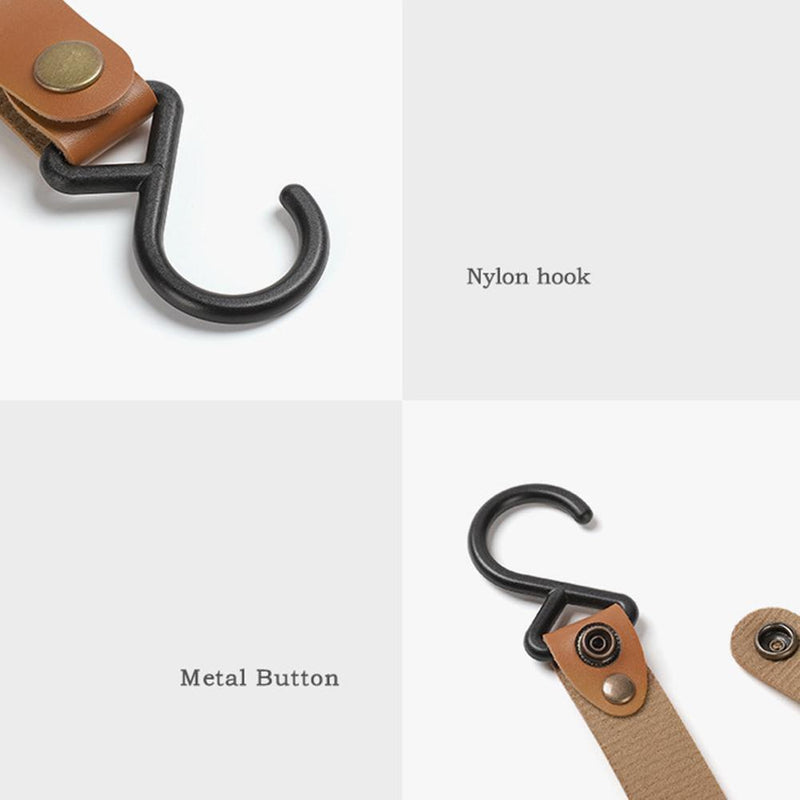 Outdoor PU Leather Hook Camping Tripod Clothes Keychain Hanger Hook (4pcs)