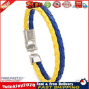 Ukraine Flag Bracelet Men Women Braided Woven Leather Blue Yellow Bangles Newly