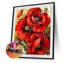5D DIY Full Round Drill Diamond Painting Blooming red flowers Drawing