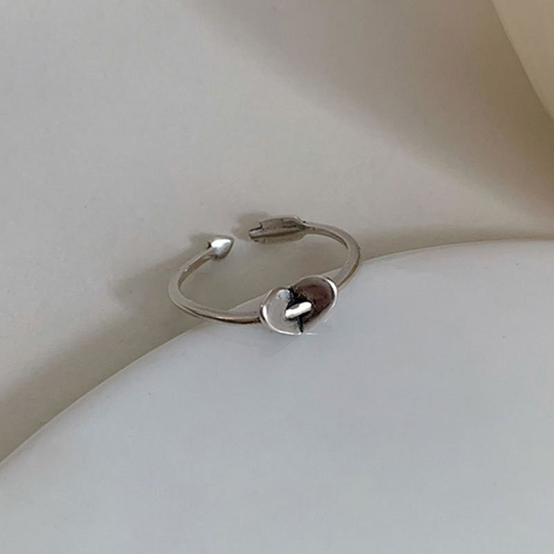 Women Girls Hollow Out Ring Hand Decoration Heart Shape Open Ring Adjustable