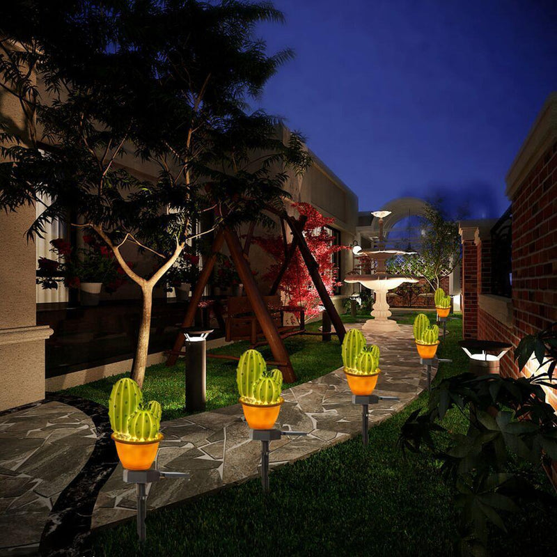 Solar LED Lawn Lamp Cactus Shape Spike Light for Outdoor Garden Yard Ground Lamp
