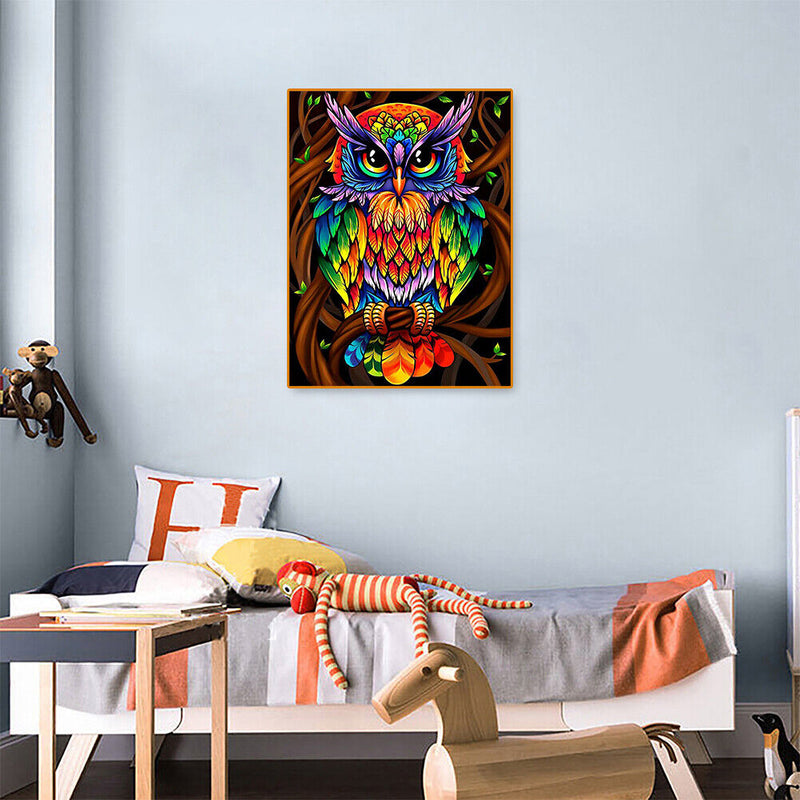 5D Diamond Painting DIY Colorful Owl Full Round Diamond Mosaic Art