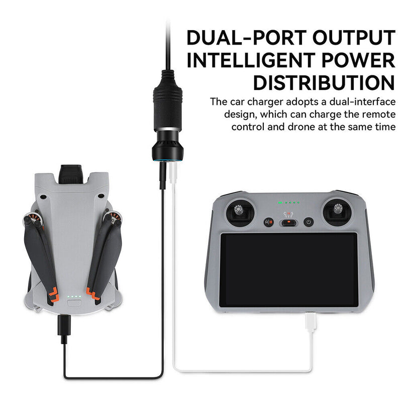 Dual Ports 48W PD QC 3.0 Car Cigarette Lighter Fast Charger for DJI Mini 2/3 Pro