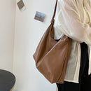 Fashion Women Solid Color Shoulder Tote Bag PU Leather Large Capacity Handbags