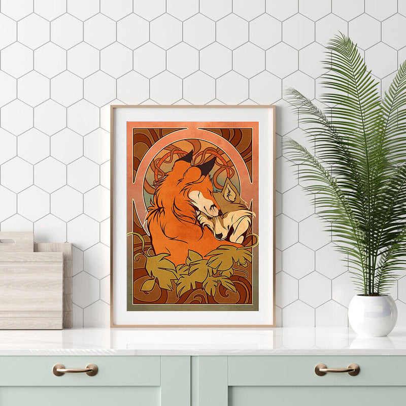 Hand Painted Oil Paint by Numbers DIY Hugging Fox Drawing Wall Decoration Gift