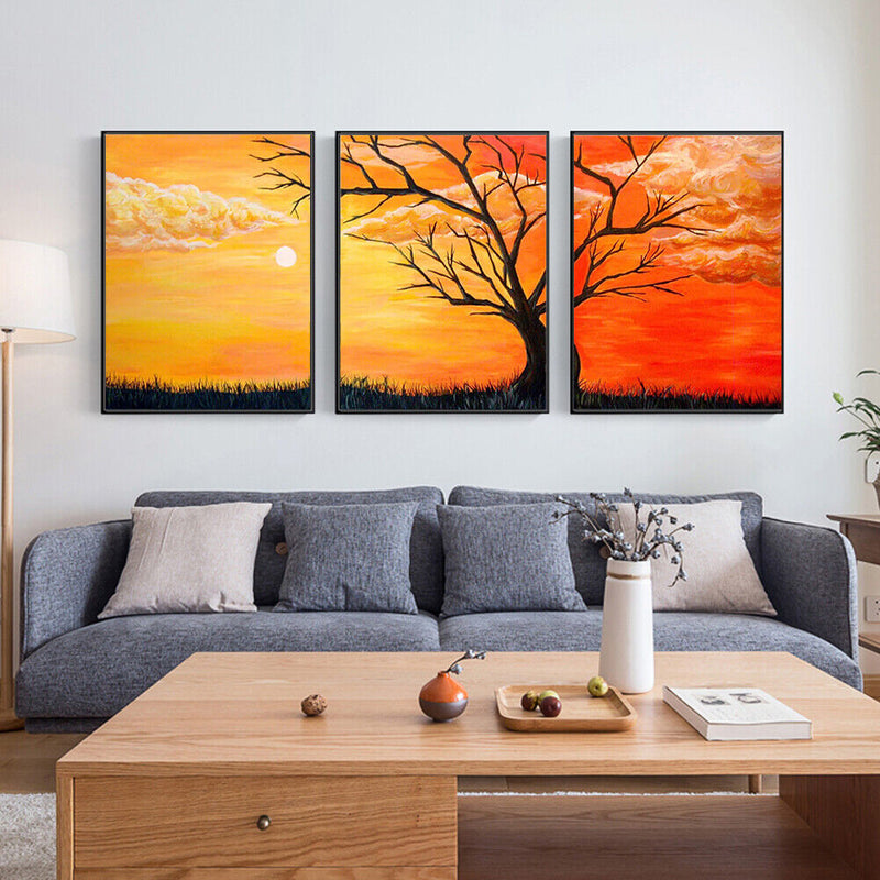 DIY Paint By Number Kit Beautiful Sunset Triptych Acrylic Paint Art Craft Gift
