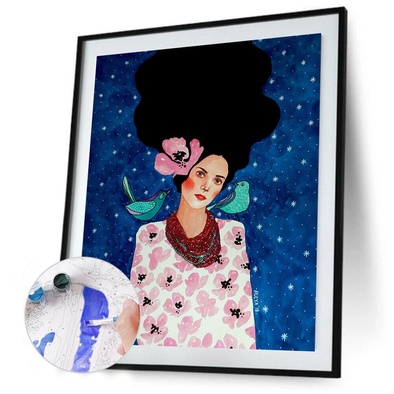 40x50cm Frameless Long Hair Girl DIY Oil Paint By Numbers Picture Home Decor
