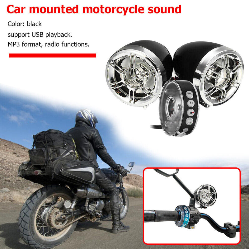 Motorcycle Bluetooth Sound System FM MP3 Player Wireless Audio Studio Speakers