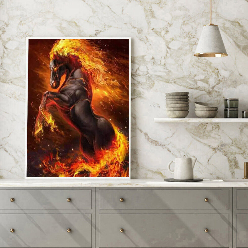 Painting By Numbers DIY Fire Horse Hand Painted Canvas Oil Art Picture Craft Kit