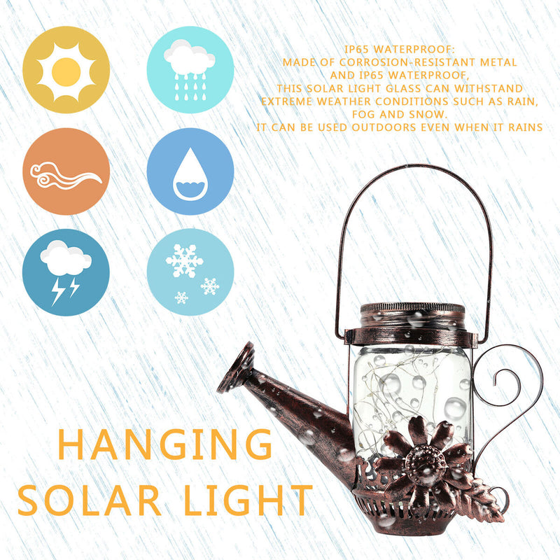 Watering Can LightsSolar Powered Metal Decorative Yard Art for Patio Yard Garden