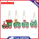 4pcs DIY Full Drill Special Shaped Diamond Painting Christmas Train Keychain Bag
