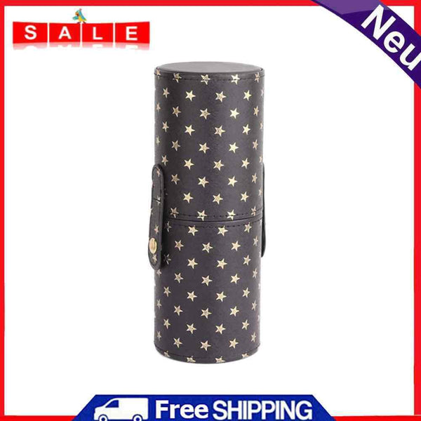 PU Leather Stars Printing Cosmetic Storage Cup Makeup Brushes Cylindrical Case