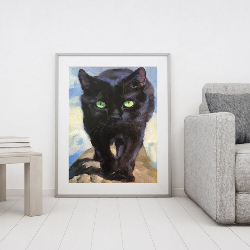 Frameless Oil Paint By Numbers DIY Cat Picture Craft Kit Home Living Room Decor