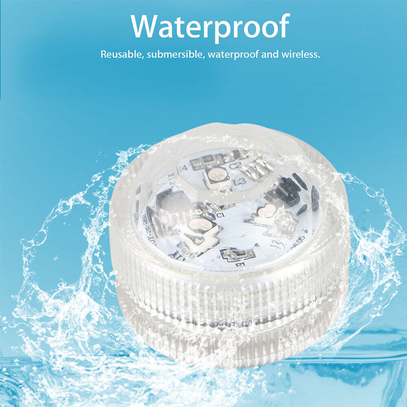 Wireless Waterproof Submersible Lamp Remote Controller 3 LED Light RGB
