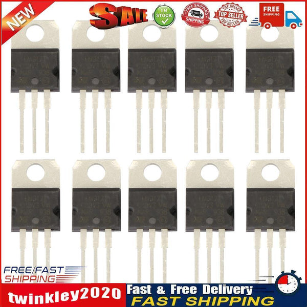 10Pcs LM317T LM317 1.2V to 37V 1.5A Adjustable Voltage Regulator IC Newly