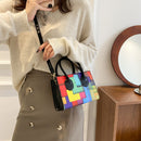 Geometric Colorful Shoulder Bag PU Leather Crossbody Female Satchels Handbags