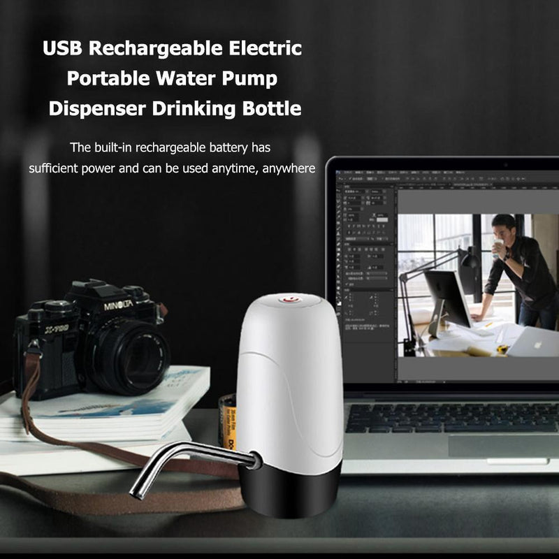 Rechargeable Electric Portable Water Pump Dispenser Drinking Bottle (White)