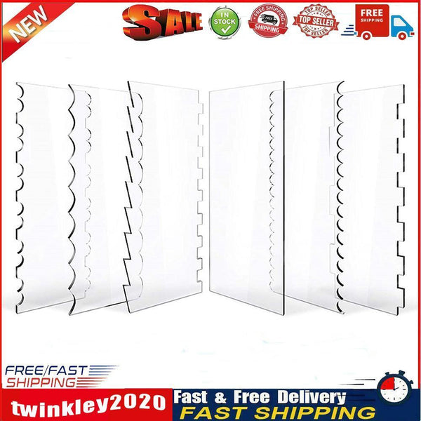 6pcs Transparent Acrylic Cake Scraper Pastry Cutters Cake Edge Smoother Newly