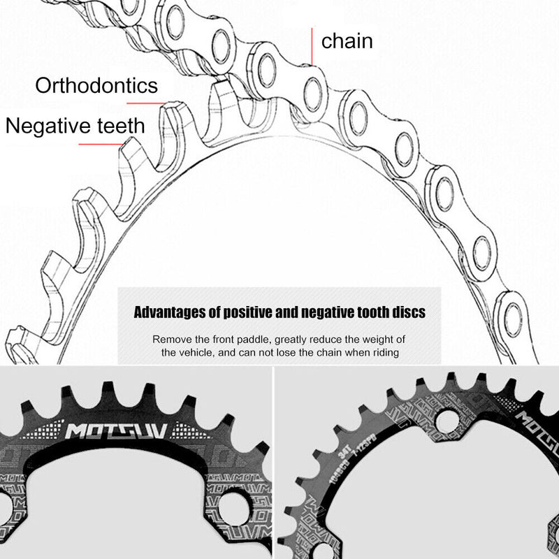 MOTSUV 104 BCD Positive Negative Tooth Disc Bike Single Plate (32T Oval)