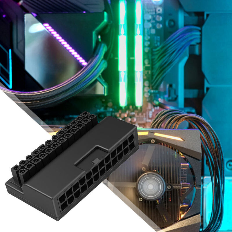 90 Degree Angled Converter Motherboard ATX Power Supply 24Pin Connector Adapter