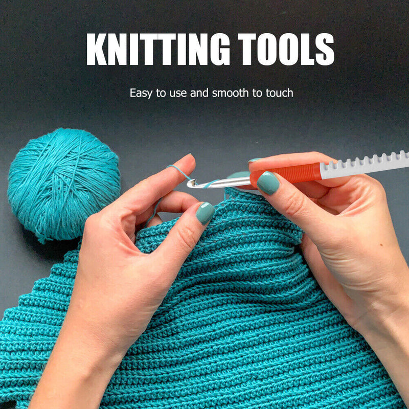 Crochet Needles 9 Piece ABS Knitting Crochet Needles Double Color Plastic Handle