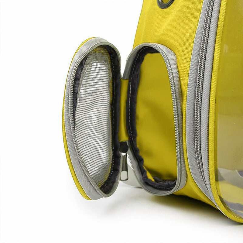 Pet Travel Carrier Transparent Space Capsule Cat Bubble Backpack (Yellow)