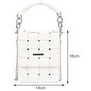 Female Cross-body Mobile Phone Purse Top-handle Bag PU Leather Woven Handbag