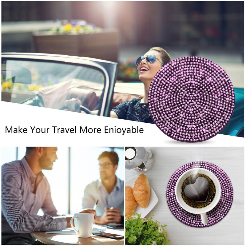 Silicone Round Non-slip Coaster - Car Accessory & Shinning Decor (Pink) Newly