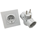 EU/DE Plug Triple Plug Protective Contact Multiple Plug Power Adapter~