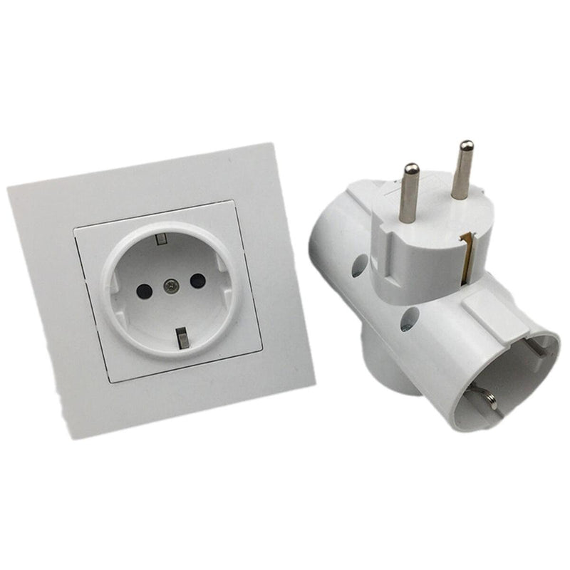 EU/DE Plug Triple Plug Protective Contact Multiple Plug Power Adapter~