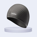 Waterproof Swimming Caps Women Men Silicone Ear Protection Swim Hat (Black)