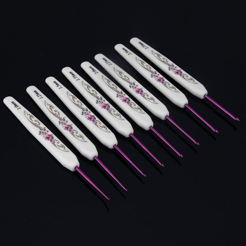 8pcs Soft Handle Aluminum Head Crochet Hooks Sweater Sewing Needles Set