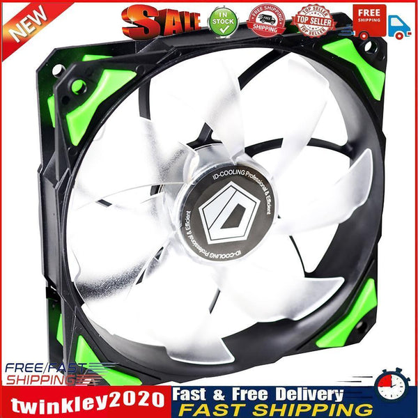ID-COOLING PL-12025 PC Fan LED 120mm Fan with De-Vibration Rubber (Green) Newly