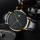 Fashion Ultra-thin Men Leather Strap Business Casual Quartz Wristwatch (D)
