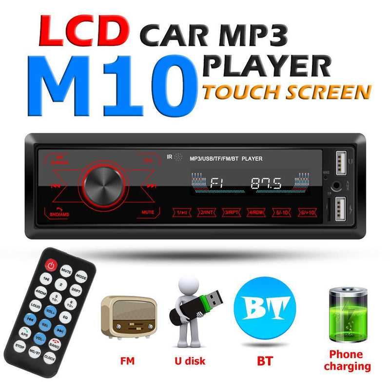 M10 1DIN Car Stereo MP3 Player In Dash Bluetooth AUX-in Radio Head Unit Receiver