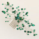 Bridesmaid Leaves Headpiece Green Crystal Leaf Hair Combs Bridal Clips Hair Pin