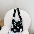 Women Fashion Animal Pattern Print Shopping Bags Plush Large Tote Shoulder Bag
