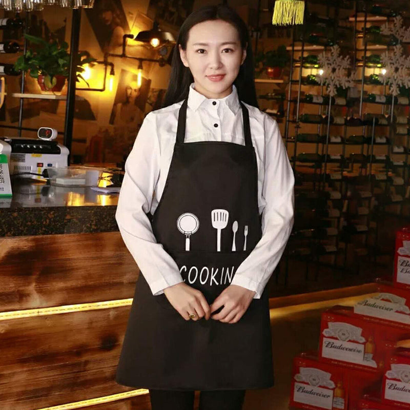 Kitchen Apron Waterproof Oil-Proof Cooking Chef Aprons with Pocket (Black) Newly