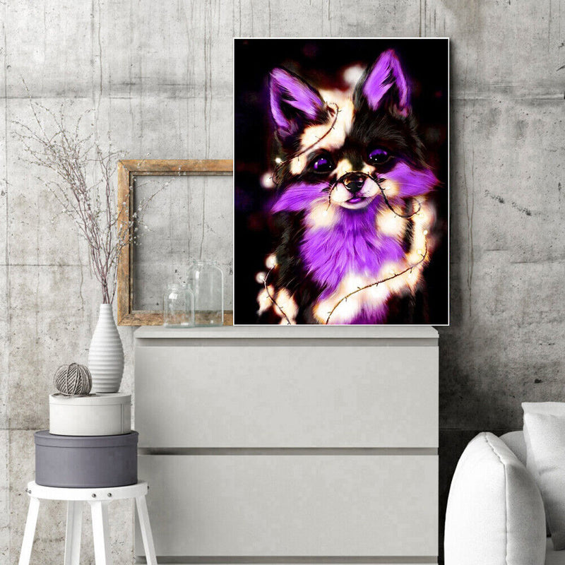 Purple Fox Oil Paint By Numbers Kits Canvas Drawing DIY Coloring Picture for Kid