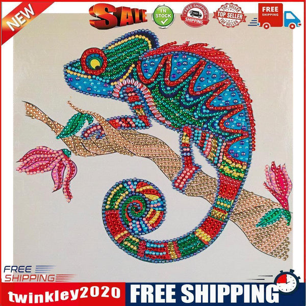 5D DIY Diamond Painted chameleon Partial Special Rhinestone Set