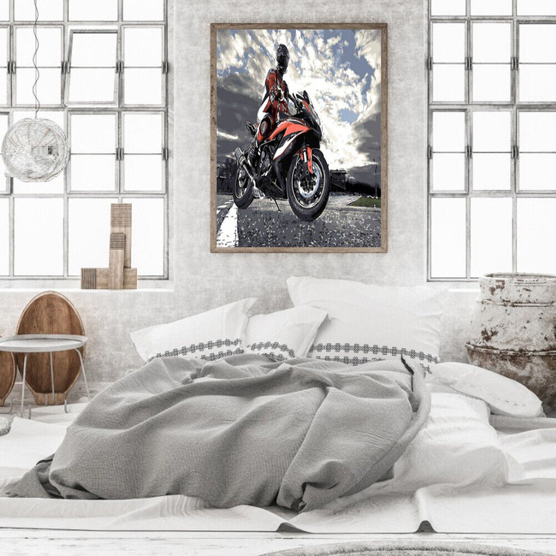 Motor Man Canvas Painted Oil Paint By Numbers Wall Art Modern DIY Bedroom Decor