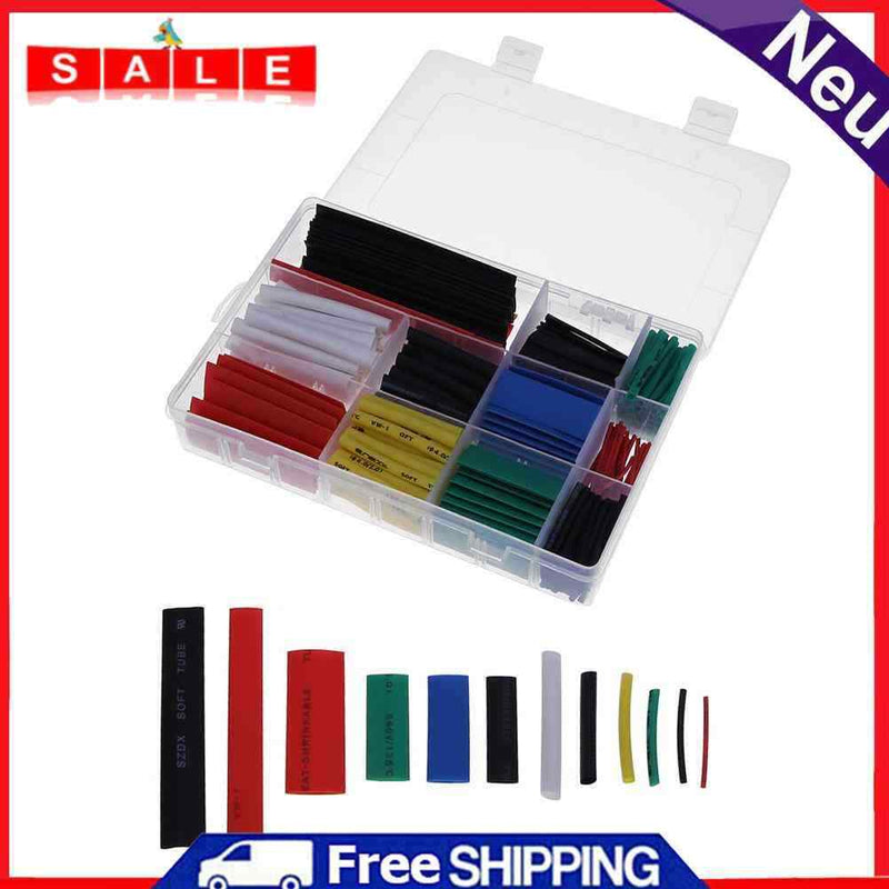 300PCS Polyolefin Heat Shrink 2:1 Halogen Free Heat Shrink Tube Sleeve Kit