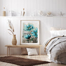 Blue Flower Painting Printed Living Room Decoration Wall Hanging Art Home Decor